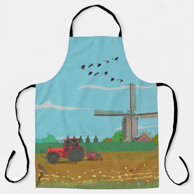 Dutch Windmill Countryside Landscape Netherland Apron (Front)