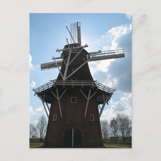 Dutch Windmill Silhouette Postcard (Front)