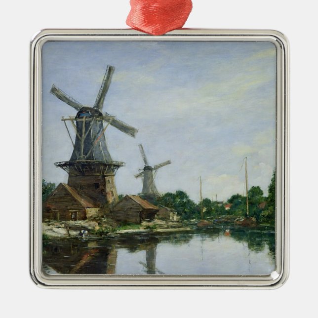 Dutch Windmills, 1884 Metal Tree Decoration (Front)