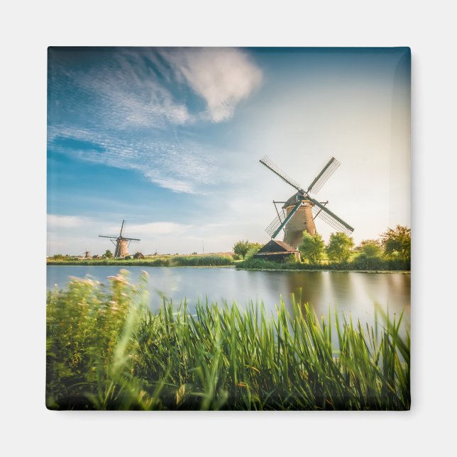 Dutch Windmills | Rotterdam, Holland travel photo Magnet (Front)