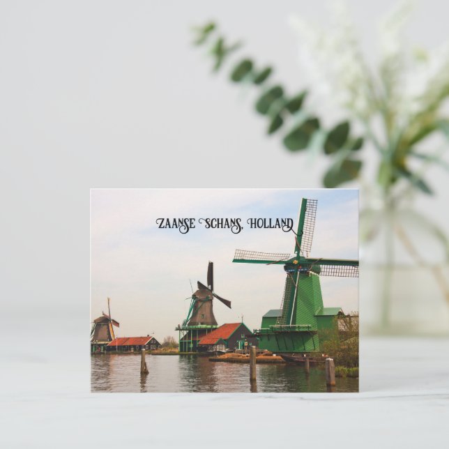 Dutch Windmills, Zaanse Schans. Postcard (Standing Front)