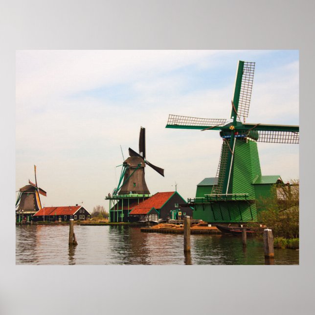 Dutch Windmills, Zaanse Schans. Poster (Front)