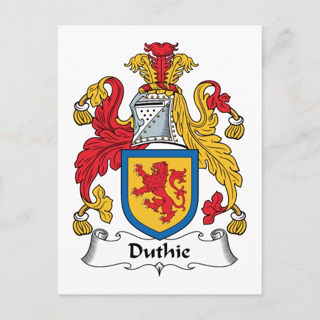 Duthie Family Crest Postcard (Front)