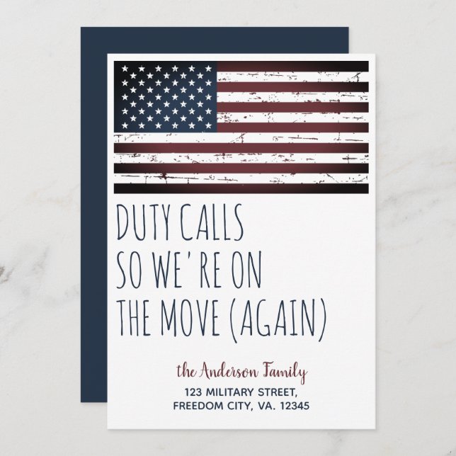 Duty Calls Military Moving Weve Moved PCS Move Announcement (Front/Back)