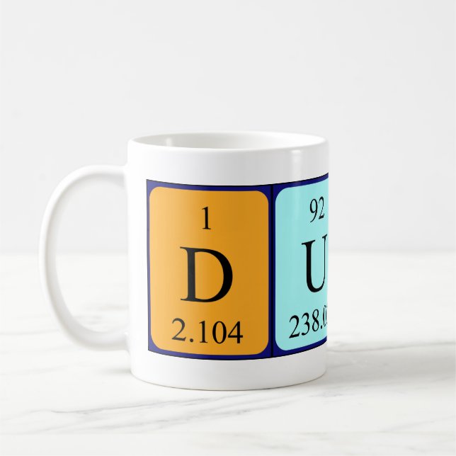 Duuk periodic table name mug (Left)