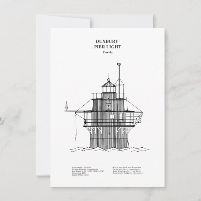 Duxbury Pier Light Lighthouse - Massachusetts -BD Card (Front)