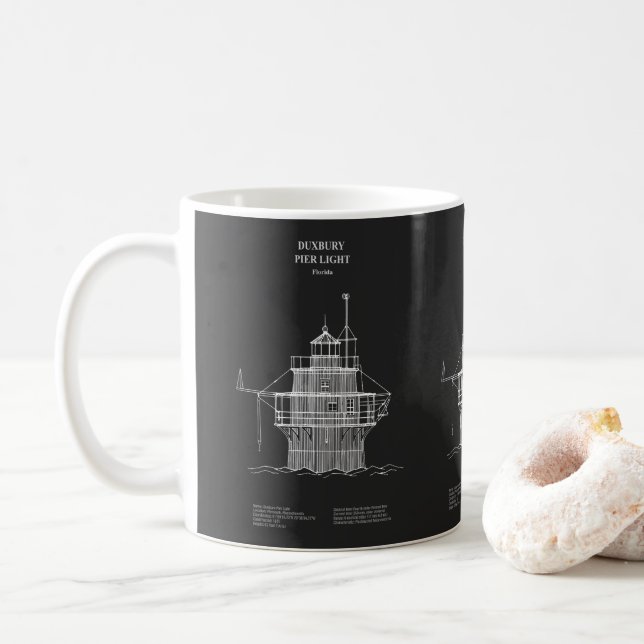 Duxbury Pier Light Lighthouse - Massachusetts – PD Coffee Mug (With Donut)