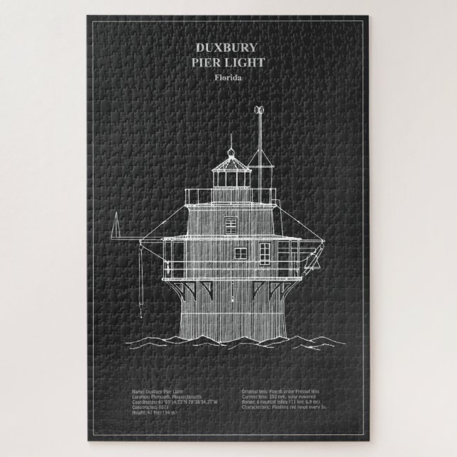Duxbury Pier Light Lighthouse - Massachusetts – PD Jigsaw Puzzle (Vertical)