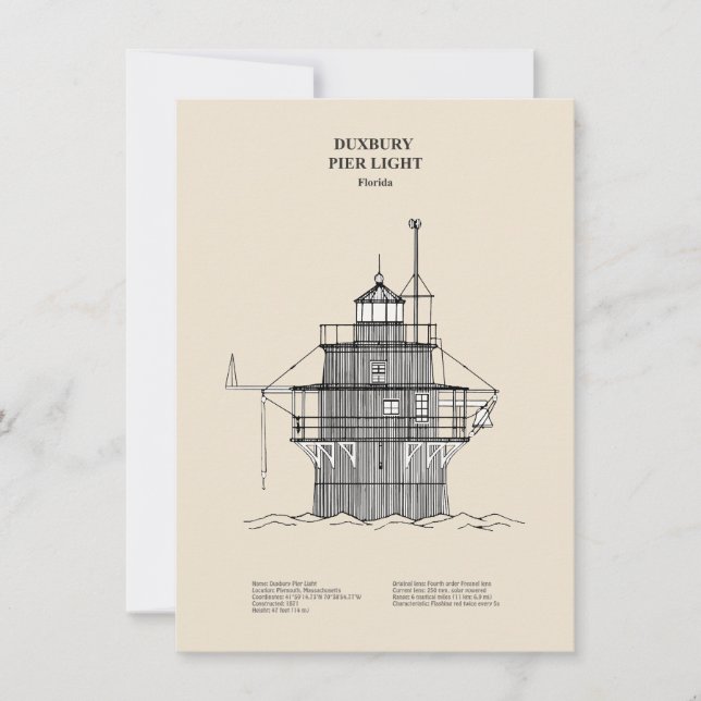 Duxbury Pier Light Lighthouse - Massachusetts -SBD Card (Front)