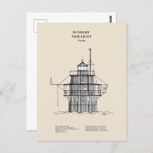 Duxbury Pier Light Lighthouse - Massachusetts -SBD Postcard
