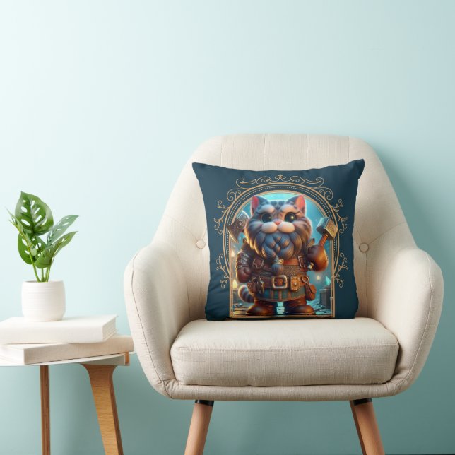 Dwarf Feline Fantasy Adventure Cushion (Chair)