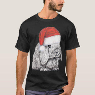 Dwarf Lop Eared Bunny Rabbit In Santa Claus Christ T-Shirt