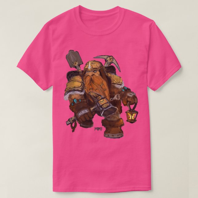 Dwarf miner fantasy illustration T-Shirt (Design Front)