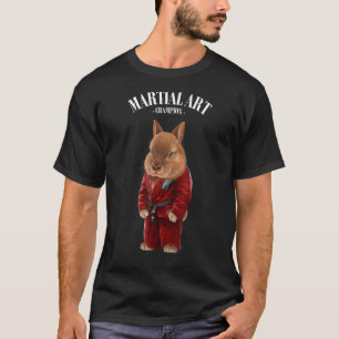 Dwarf Rabbit Judo Karate Master In Red Judogi T-Shirt