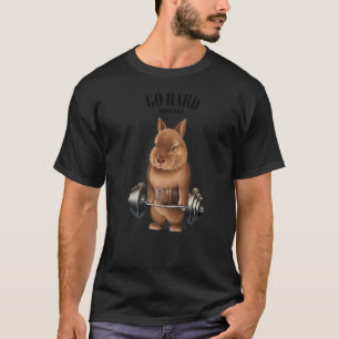 Dwarf Rabbit Muscle Training With Barbell Shrug Ba T-Shirt