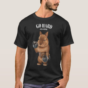 Dwarf Rabbit Muscle Training With Dumbbell In Fitn T-Shirt