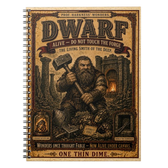Dwarf, Vintage Circus Monster Notebook (Front)