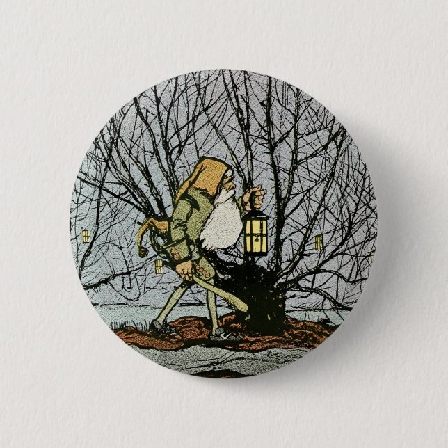 Dwarf with a Lantern 6 Cm Round Badge (Front)