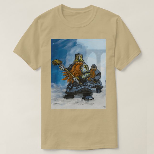 Dwarf with hammer fantasy illustration T-Shirt (Design Front)