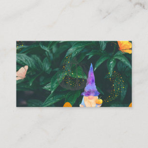 Dwarf with pumpkin and magic mushrooms and butterf business card