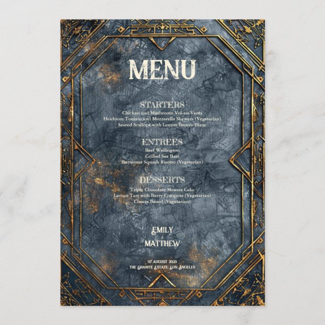 Dwarven Splendour Fantasy Wedding  Menu (Front)