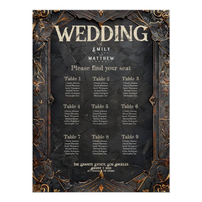 Dwarven Splendour Fantasy Wedding Seating Chart (Front)