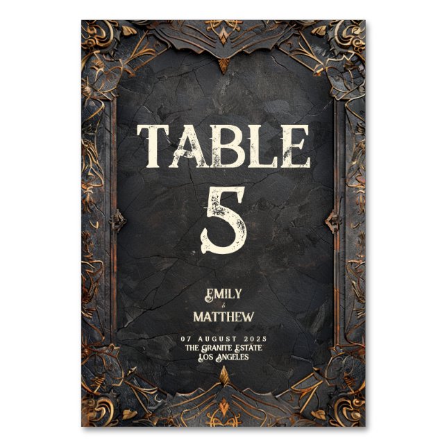 Dwarven Splendour Fantasy Wedding  Table Number (Front)