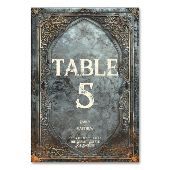 Dwarven Splendour Fantasy Wedding  Table Number (Front)