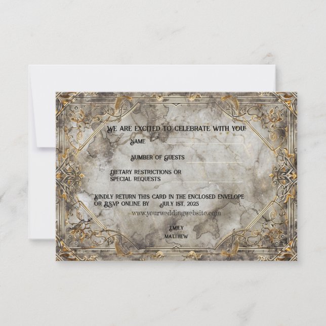 Dwarven Splendour Fantasy Wedding Thank You Card (Front)