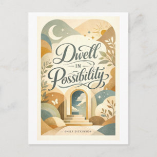 "Dwell in Possibility" Dickinson Quote Postcard