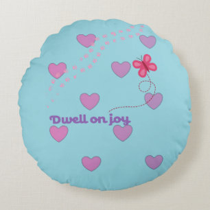 dwell on joy hearts and paw prints throw pillow
