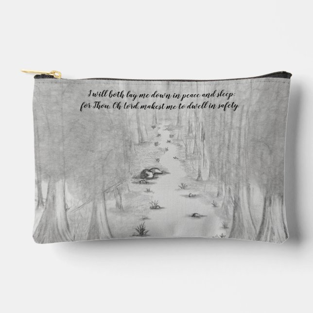 Dwelling in safety sketched forest freehand accessory pouch (Front)