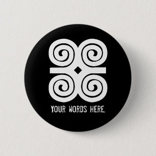 Dwennimmen Strength Humility White Adinkra Symbol 6 Cm Round Badge