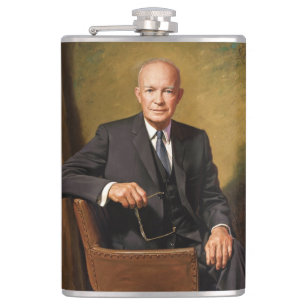 Dwight Eisenhower American President Portrait Hip Flask