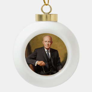 Dwight Eisenhower President White House Portrait   Ceramic Ball Christmas Ornament