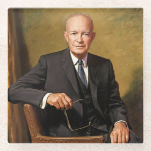 Dwight Eisenhower President White House Portrait Glass Coaster