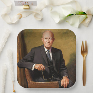 Dwight Eisenhower President White House Portrait   Paper Plate
