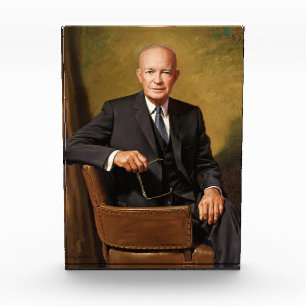 Dwight Eisenhower President White House Portrait Photo Block