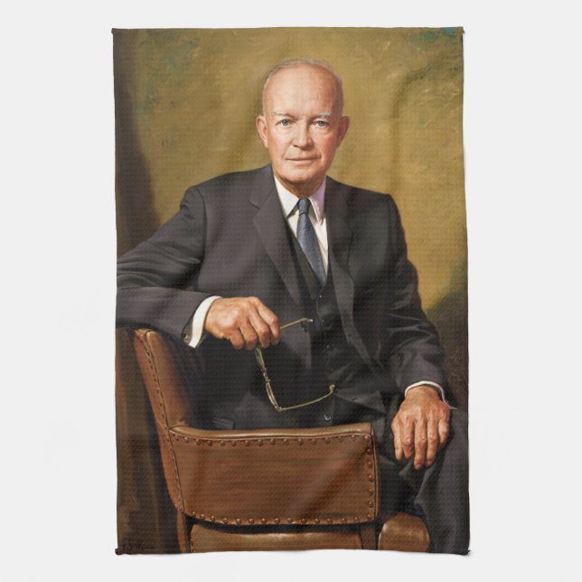 Dwight Eisenhower President White House Portrait   Tea Towel (Vertical)