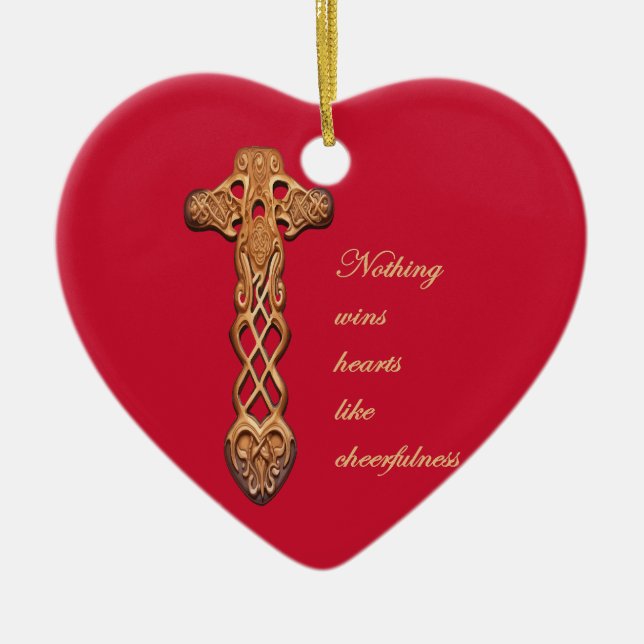 Dwynwen Nothing Wins Hearts Like Cheerfulness  Ceramic Tree Decoration (Front)
