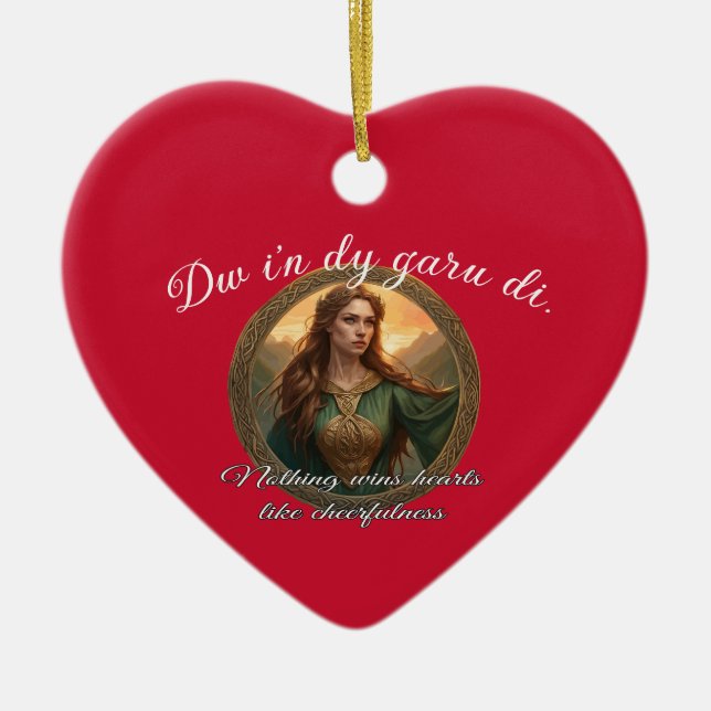Dwynwen The Patron Saint Of Lovers Ceramic Tree Decoration (Front)