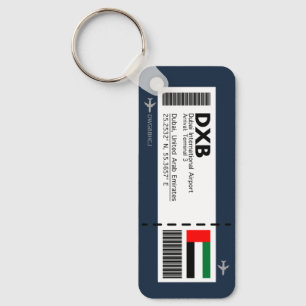 DXB Dubai Boarding Pass - Dubai Ticket Key Ring