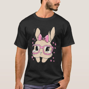 Dy Cute Bunny Face Bow Tie Happy Easter Day Girl W T-Shirt