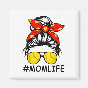Dy Mom Life Softll Mothers Day Messy Bun Magnet