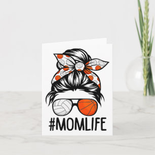 Dy Mum Life Volleyll Sketll Mothers Day Messy Bun  Card