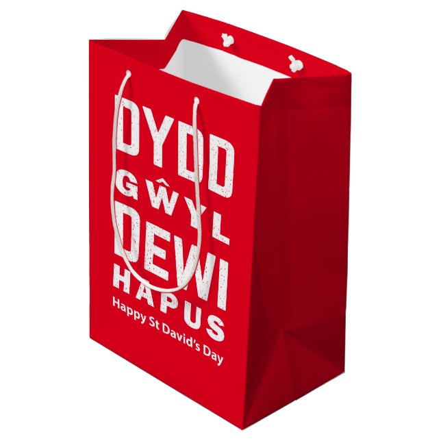 Dydd Gŵyl Dewi Hapus Happy St Davids Day 4 Medium Gift Bag (Back Angled)