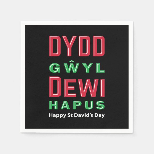 Dydd Gŵyl Dewi Hapus Happy St Davids Day 5 Napkin (Front)