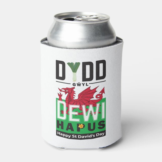 Dydd Gŵyl Dewi Hapus Happy St Davids Day 6 Can Cooler (Can Front)