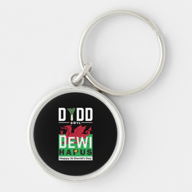 Dydd Gŵyl Dewi Hapus Happy St Davids Day 7 Key Ring (Front)