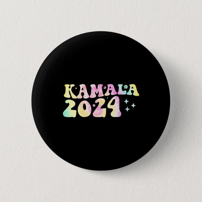 Dye Groovy Wavy Kamala Harris Harris Replace Biden 6 Cm Round Badge (Front)